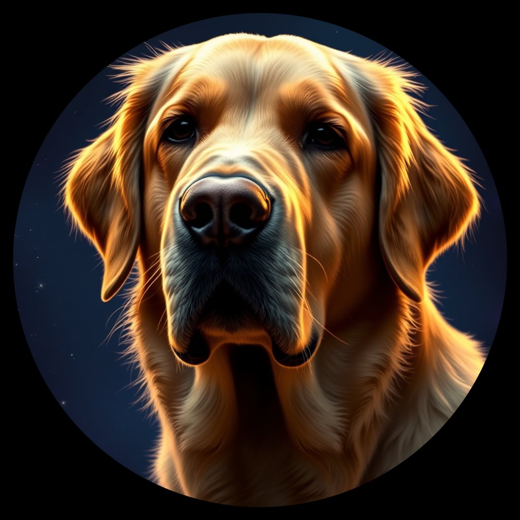 Cosmic medallion portrait of PFZ21E07_PFZ21E07, a Golden Retriever