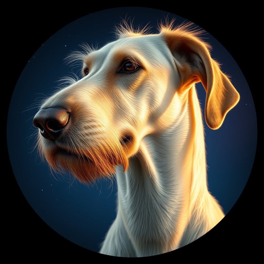 Cosmic medallion portrait of PFZ21E09_PFZ21E09, a Irish Wolfhound
