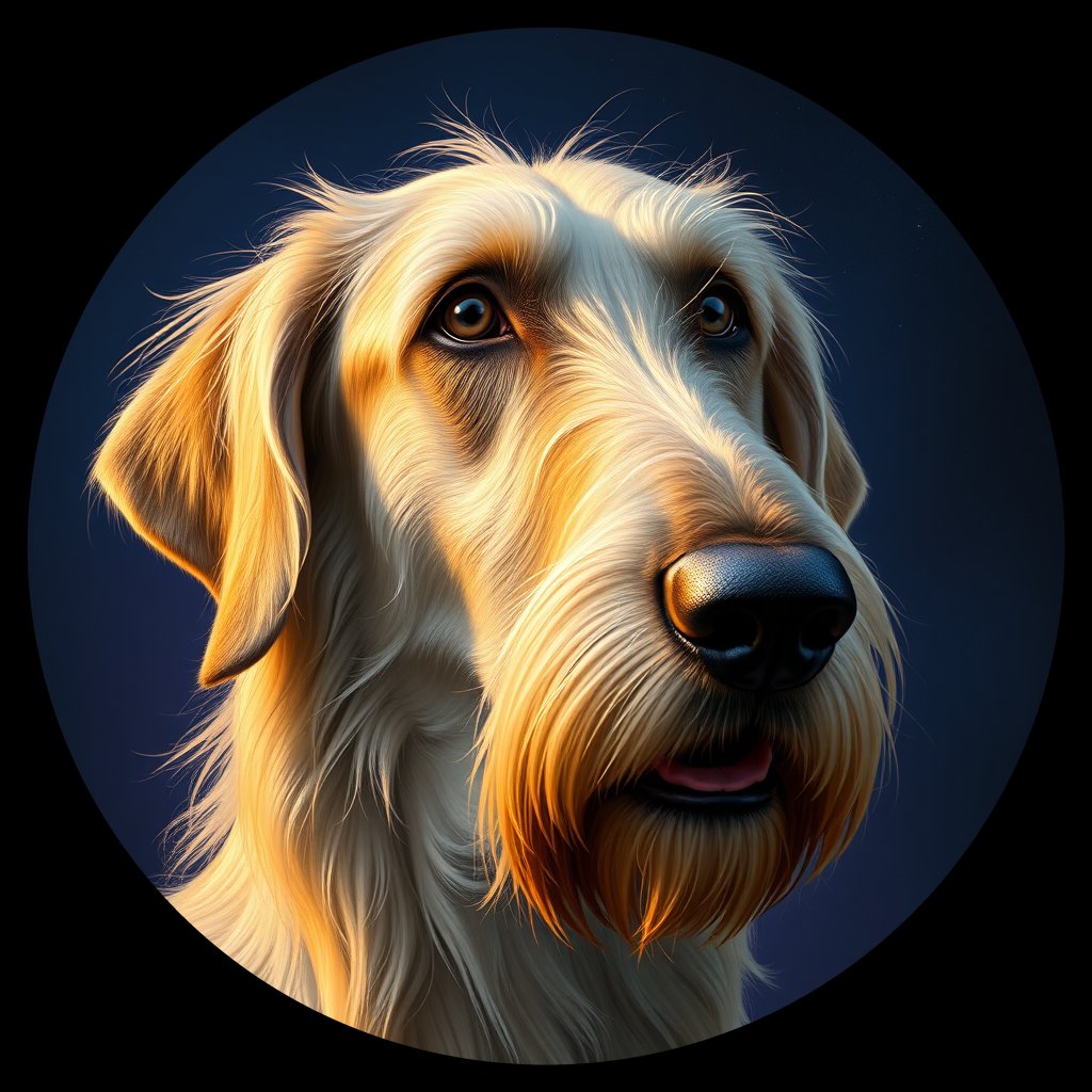 Cosmic medallion portrait of PFZ21E10_PFZ21E10, a Irish Wolfhound