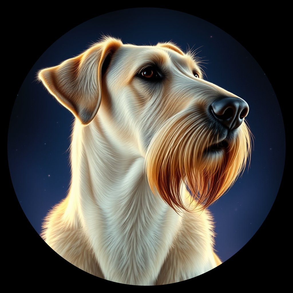 Cosmic medallion portrait of PFZ21E11_PFZ21E11, a Irish Wolfhound