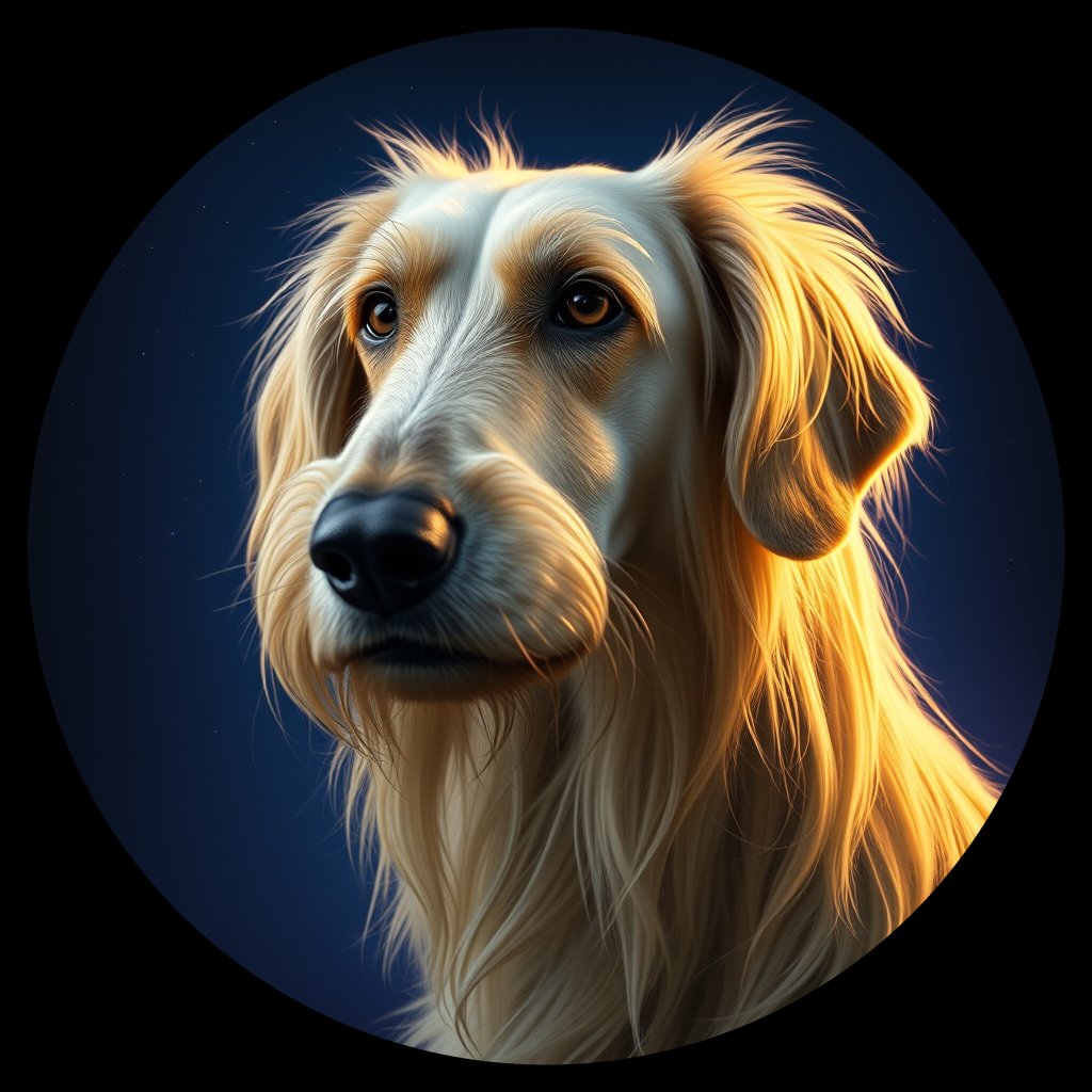 Cosmic medallion portrait of PFZ21E12_PFZ21E12, a Irish Wolfhound