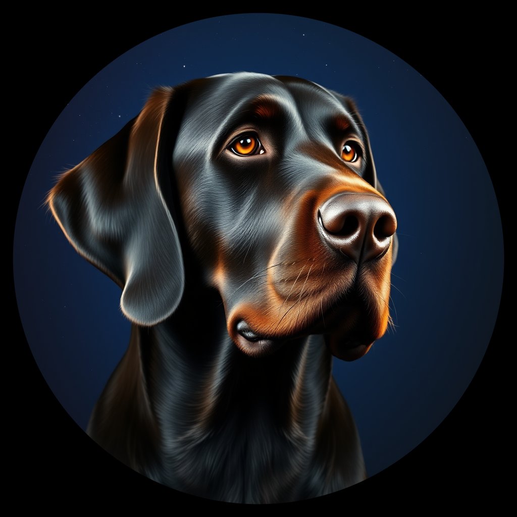 Cosmic medallion portrait of PFZ21F01_PFZ21F01, a Gordon Setter