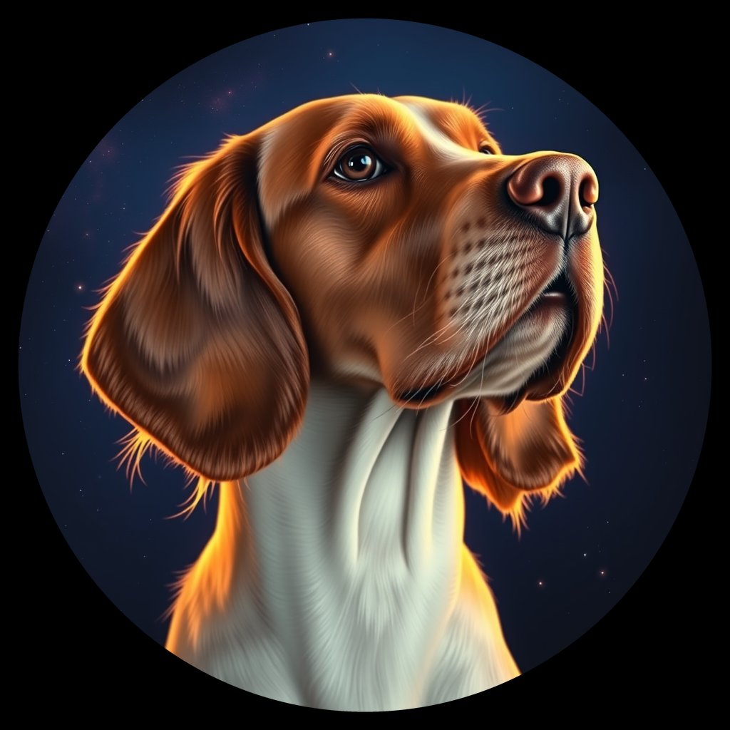 Cosmic medallion portrait of PFZ21F04_PFZ21F04, a English Setter