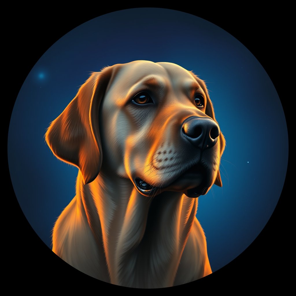 Cosmic medallion portrait of PFZ21F07_PFZ21F07, a Labrador Retriever