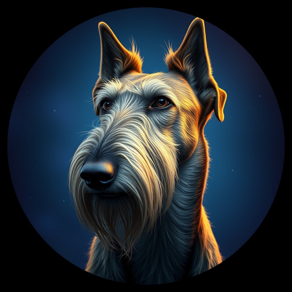Cosmic medallion portrait of PFZ21F09_PFZ21F09, a Irish Wolfhound