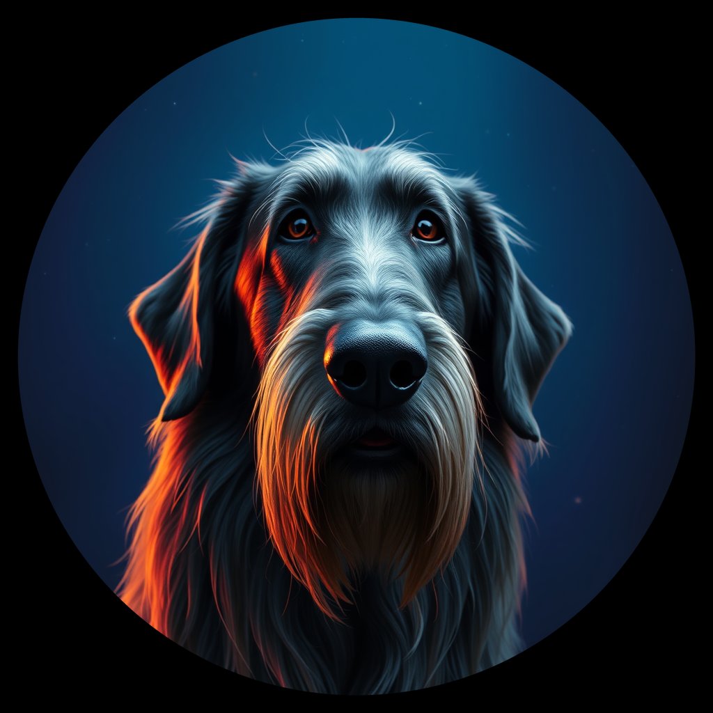 Cosmic medallion portrait of PFZ21F10_PFZ21F10, a Irish Wolfhound