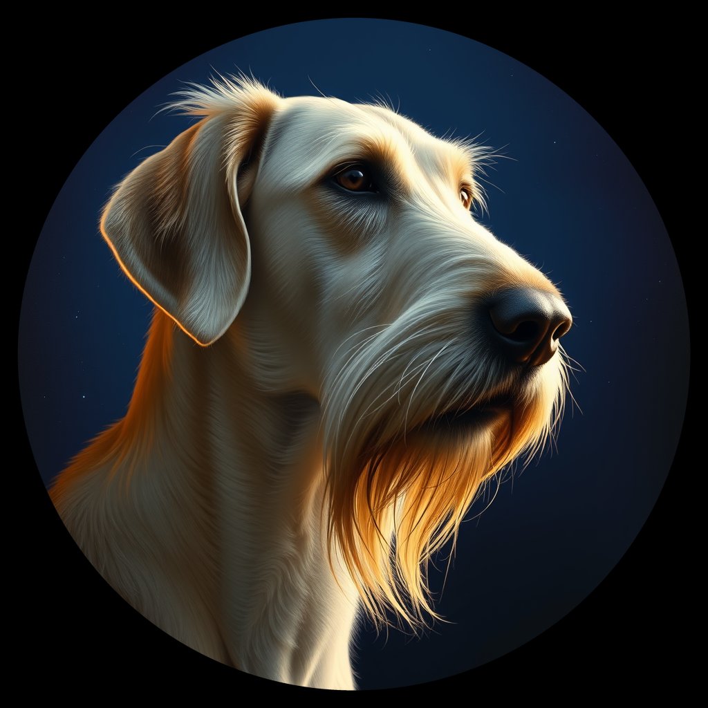 Cosmic medallion portrait of PFZ21F11_PFZ21F11, a Irish Wolfhound