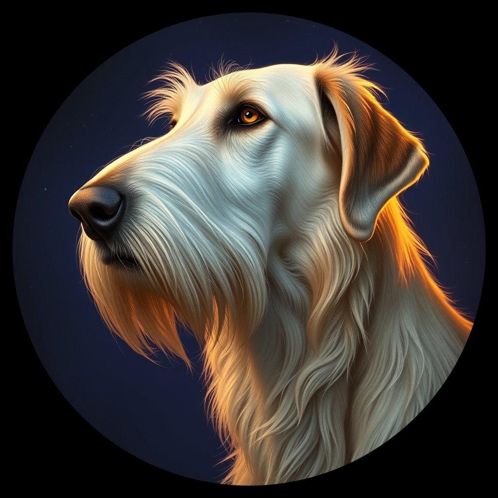Cosmic medallion portrait of PFZ21F12_PFZ21F12, a Irish Wolfhound