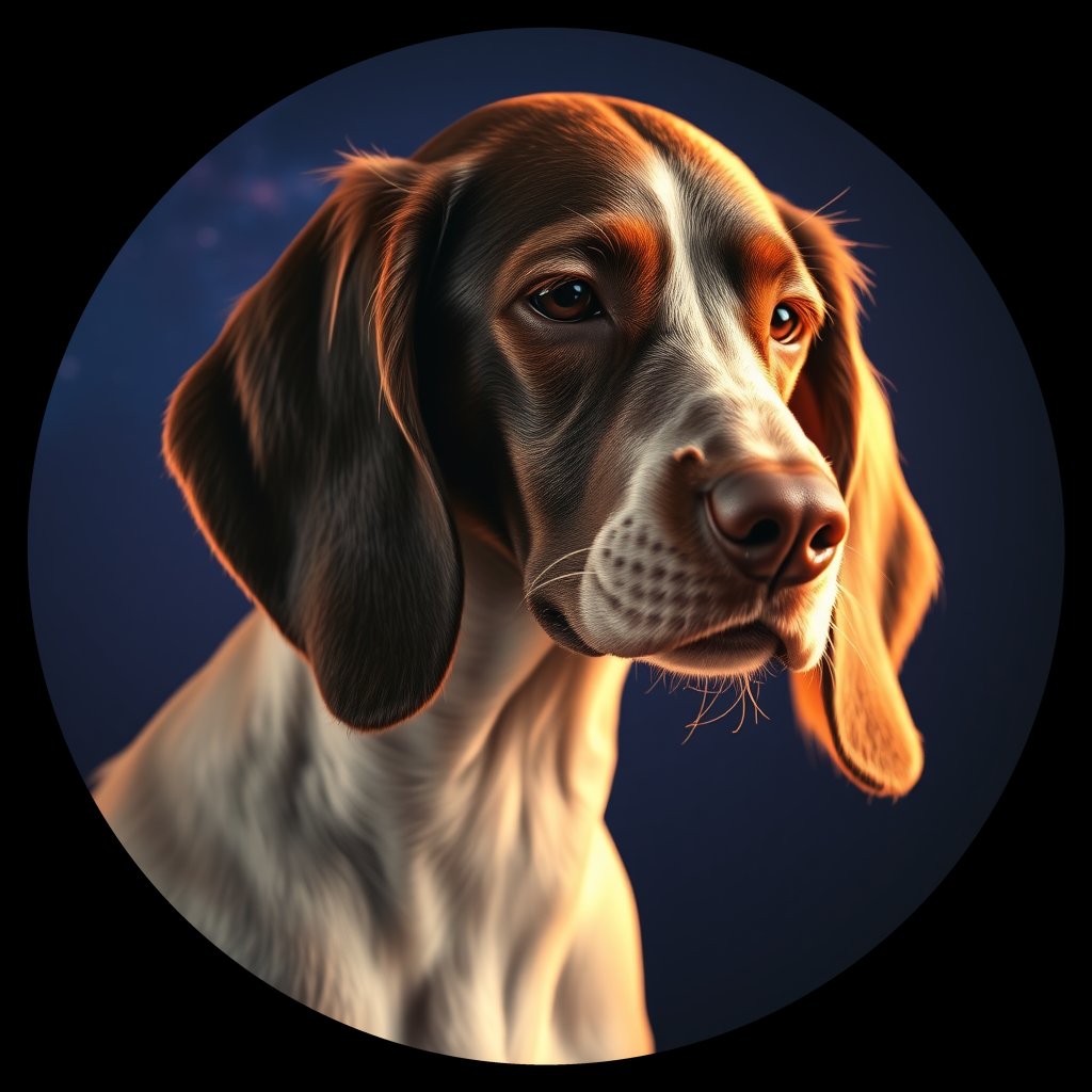 Cosmic medallion portrait of PFZ21G03_PFZ21G03, a English Setter