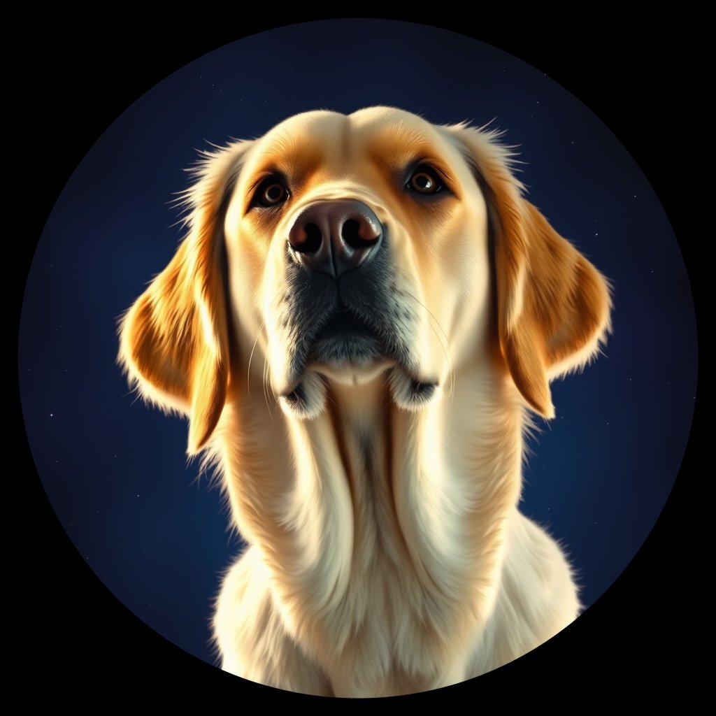 Cosmic medallion portrait of PFZ21G06_PFZ21G06, a Golden Retriever