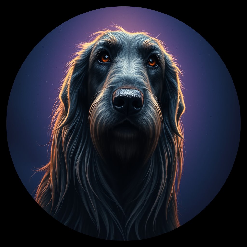 Cosmic medallion portrait of PFZ21G08_PFZ21G08, a Irish Wolfhound