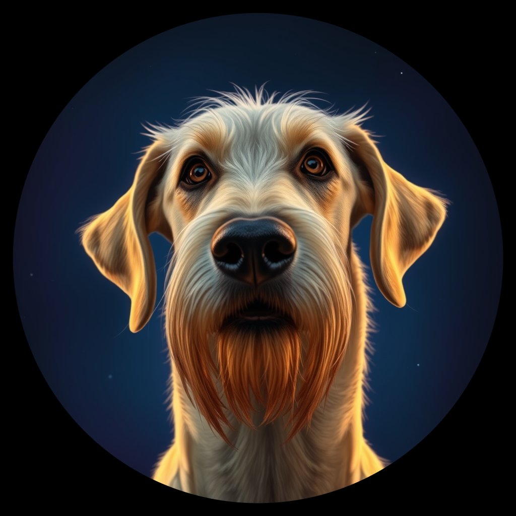 Cosmic medallion portrait of PFZ21G11_PFZ21G11, a Irish Wolfhound
