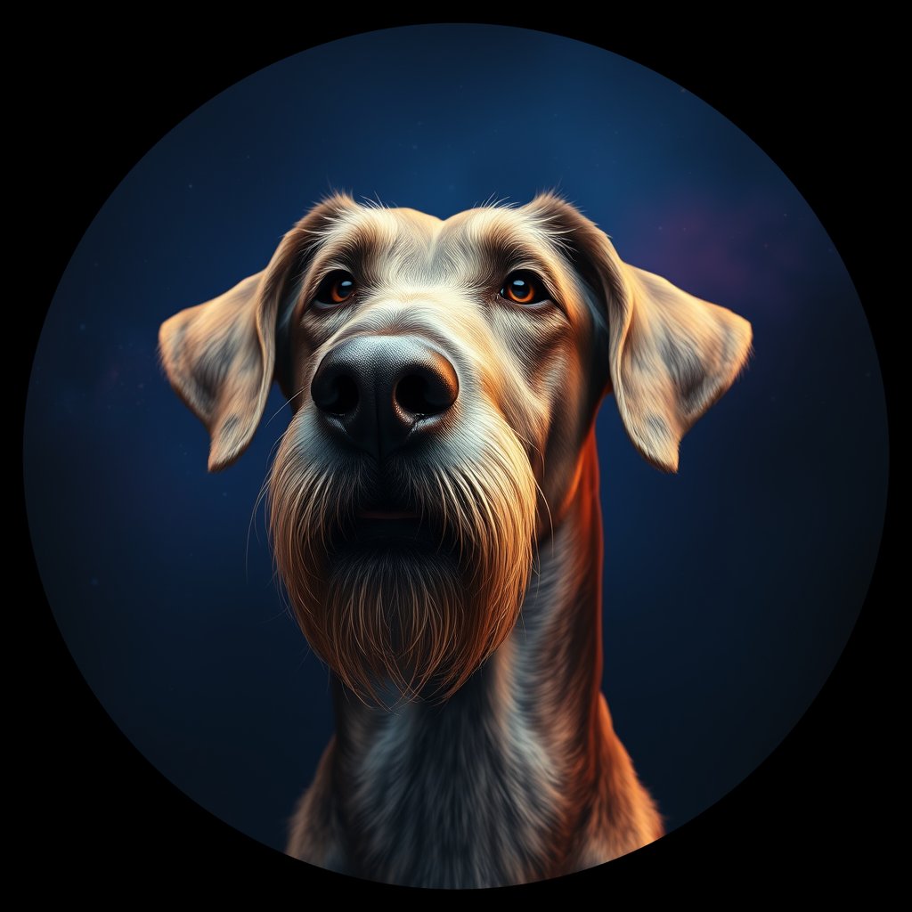Cosmic medallion portrait of PFZ21G12_PFZ21G12, a Irish Wolfhound