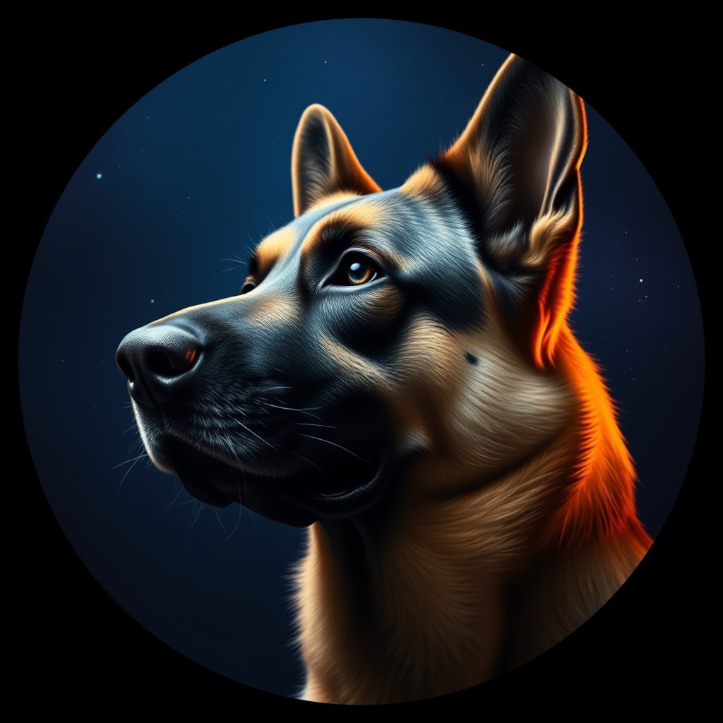 Cosmic medallion portrait of PFZ21H01_PFZ21H01, a German Shepherd