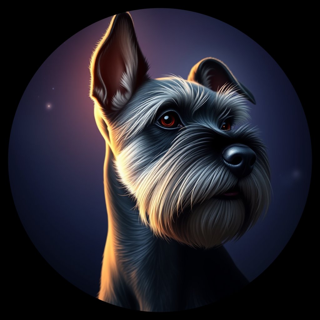 Cosmic medallion portrait of PFZ21H06_PFZ21H06, a Miniature Schnauzer
