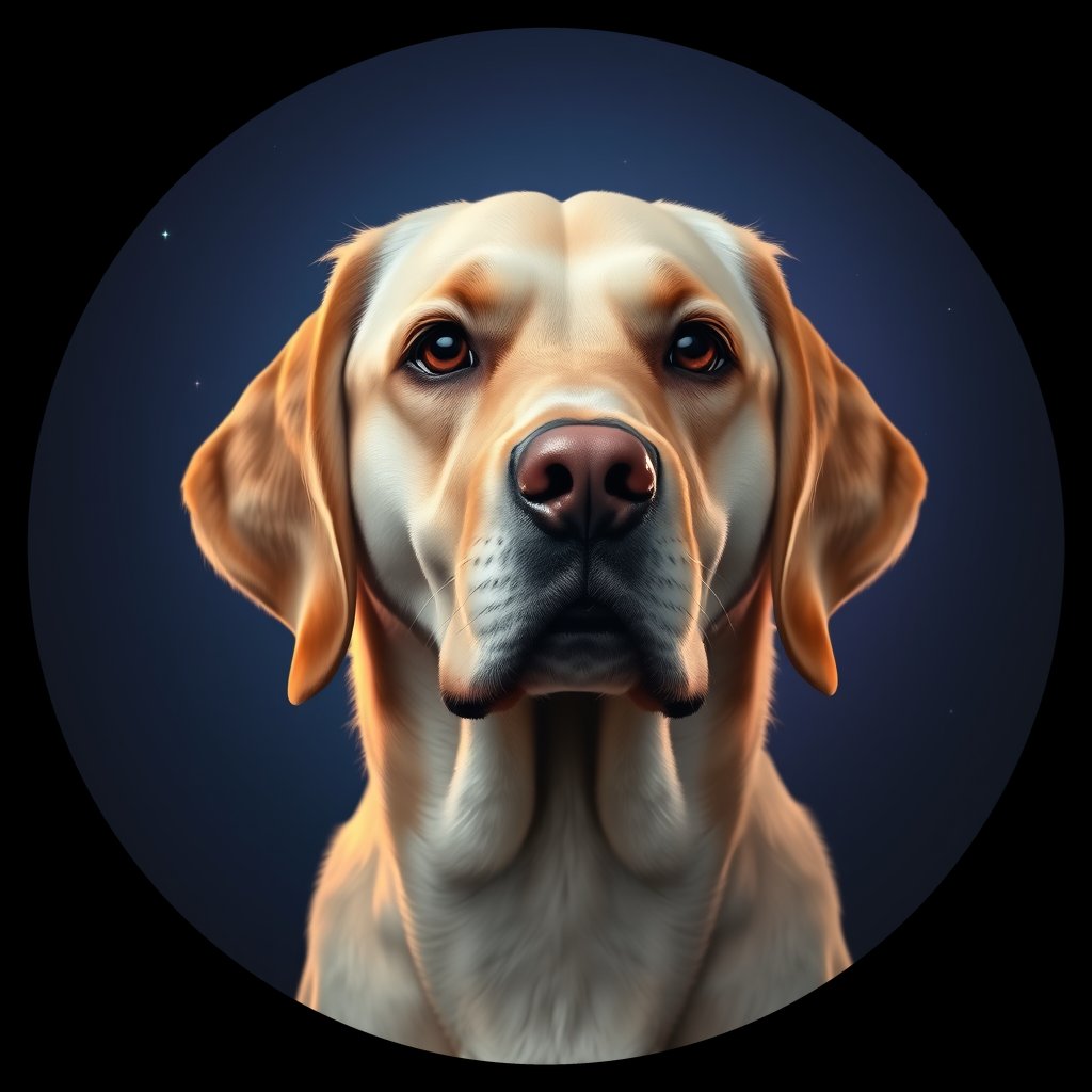 Cosmic medallion portrait of PFZ21H07_PFZ21H07, a Labrador Retriever