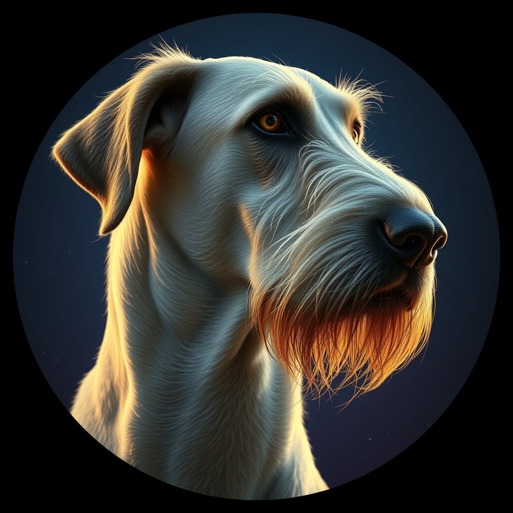 Cosmic medallion portrait of PFZ21H08_PFZ21H08, a Irish Wolfhound