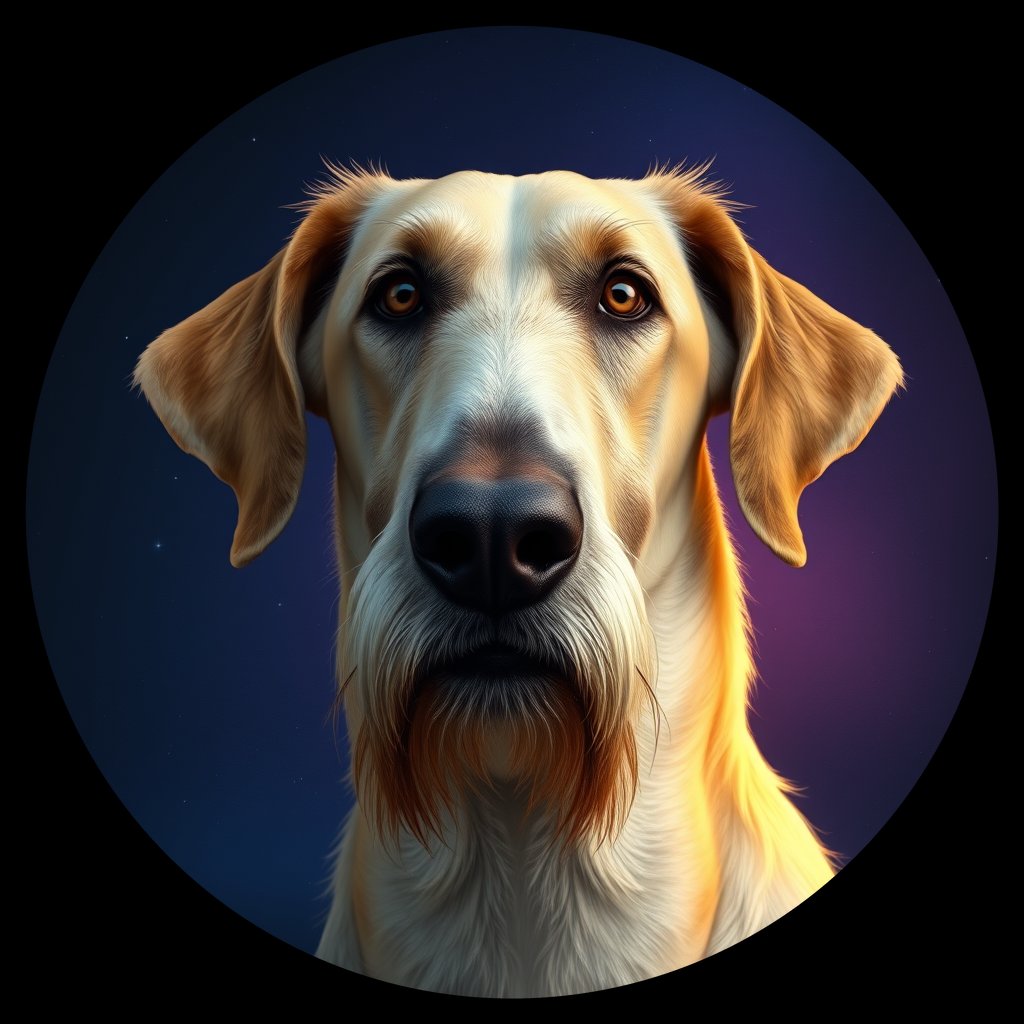 Cosmic medallion portrait of PFZ21H09_PFZ21H09, a Irish Wolfhound