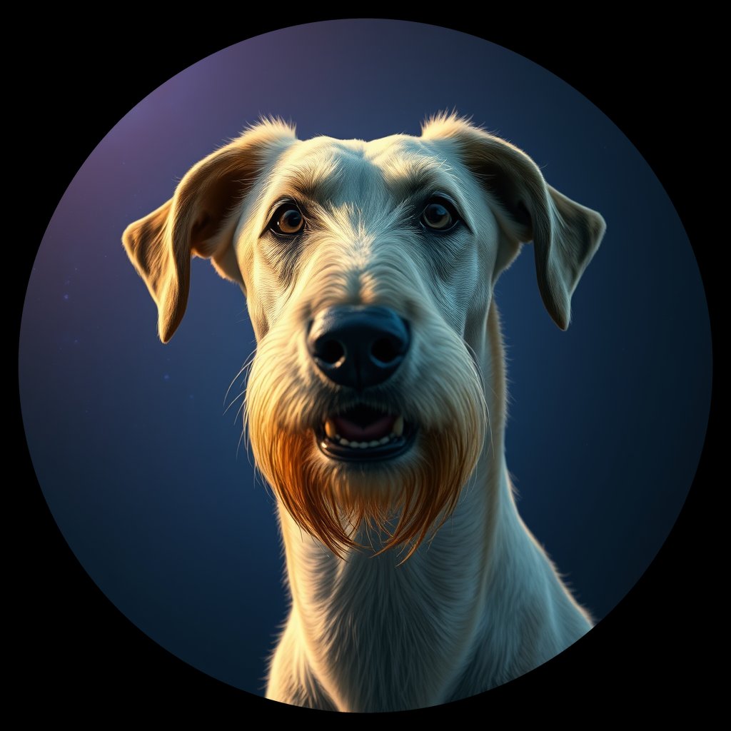Cosmic medallion portrait of PFZ21H10_PFZ21H10, a Irish Wolfhound