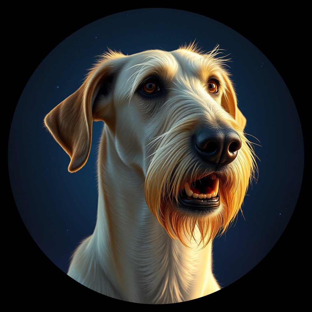 Cosmic medallion portrait of PFZ21H12_PFZ21H12, a Irish Wolfhound