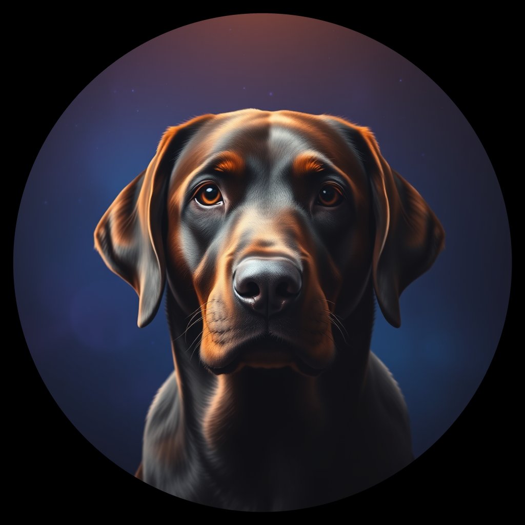 Cosmic medallion portrait of PFZ22A09_PFZ22A09, a Labrador Retriever