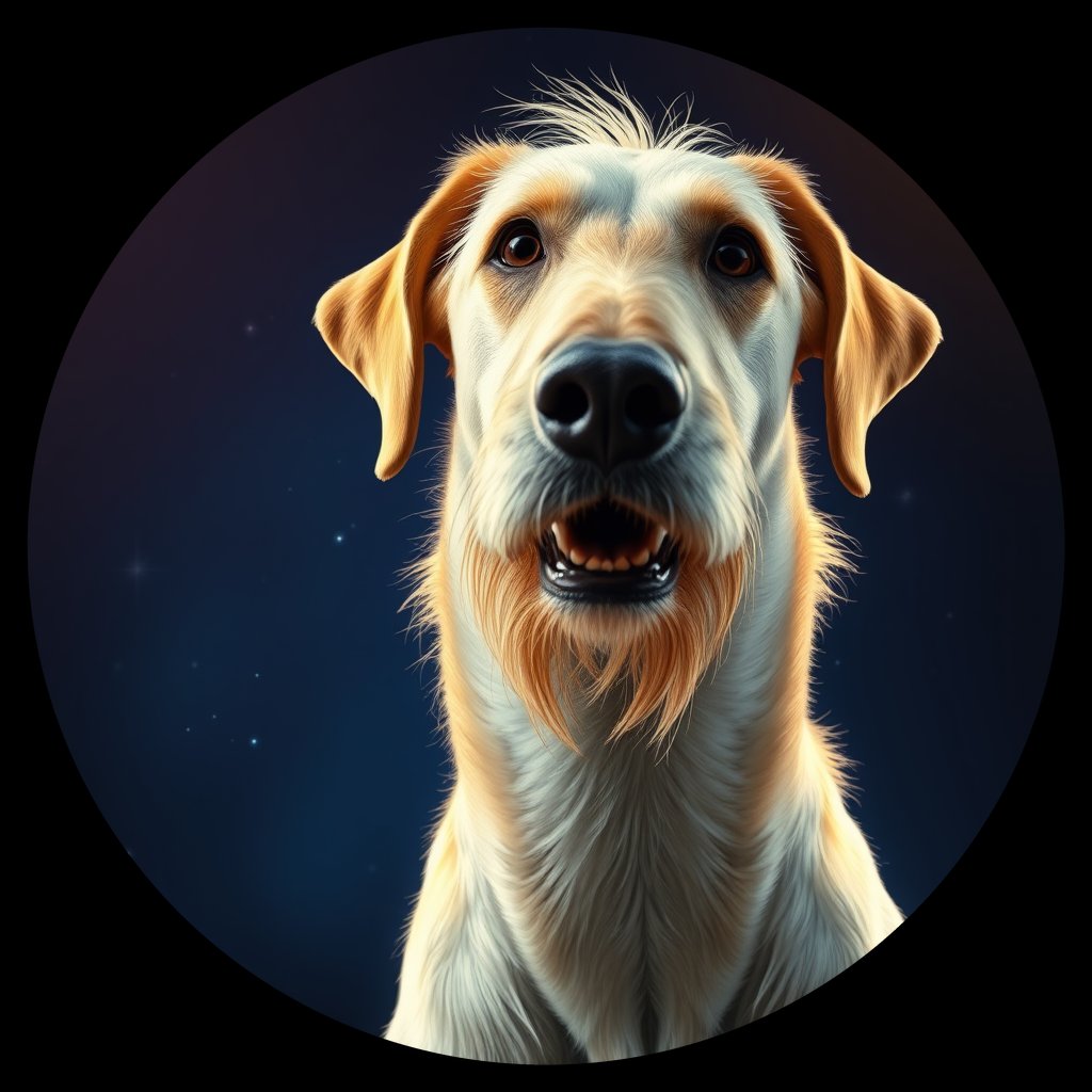 Cosmic medallion portrait of PFZ22B01_PFZ22B01, a Irish Wolfhound