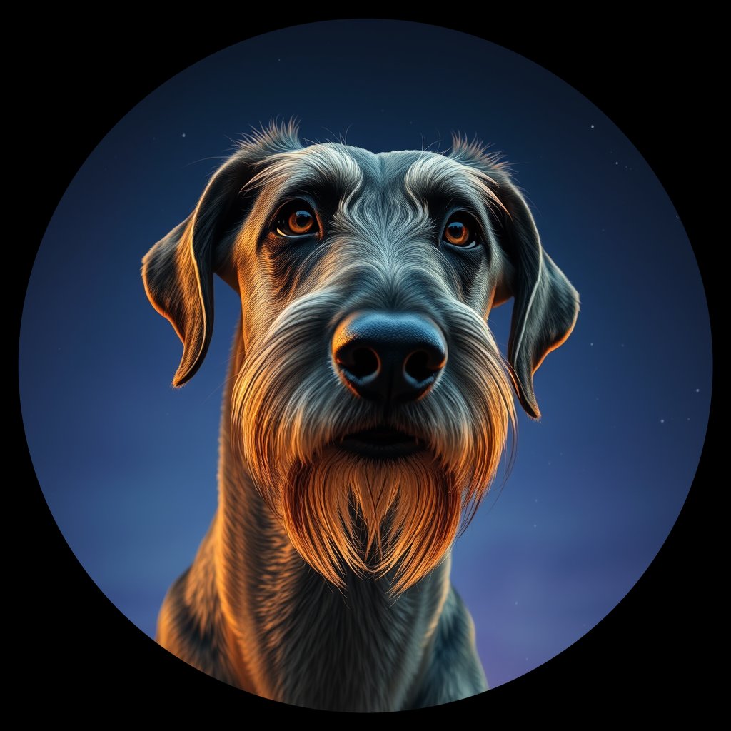 Cosmic medallion portrait of PFZ22B03_PFZ22B03, a Irish Wolfhound