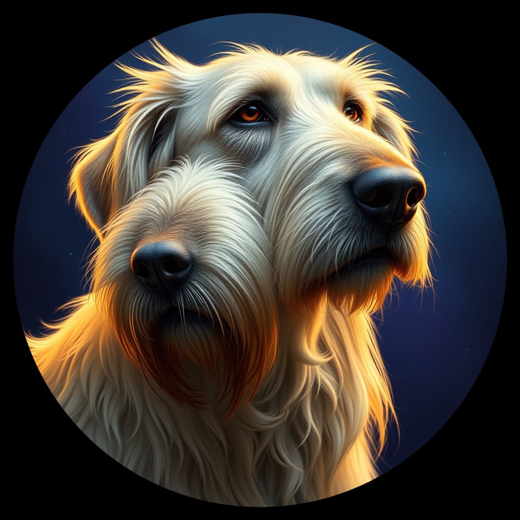 Cosmic medallion portrait of PFZ22B04_PFZ22B04, a Irish Wolfhound