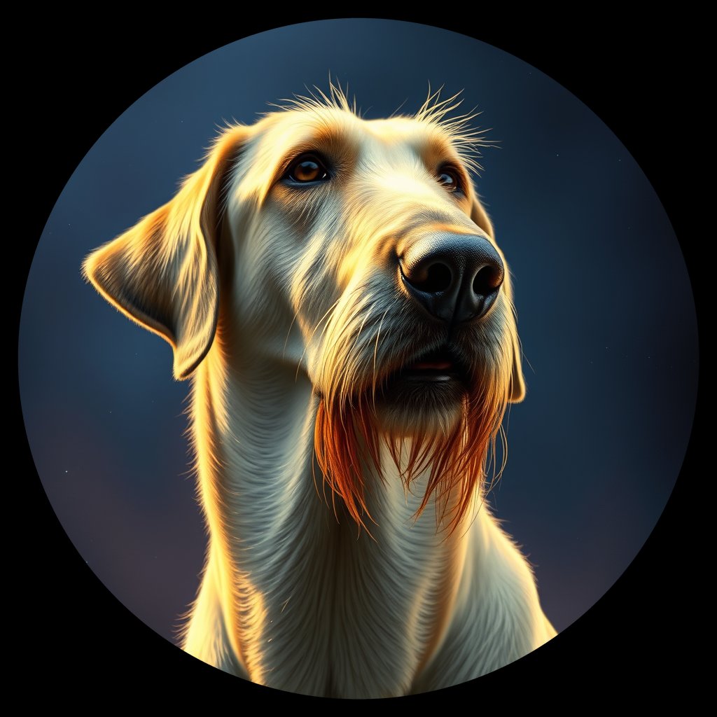 Cosmic medallion portrait of PFZ22B05_PFZ22B05, a Irish Wolfhound