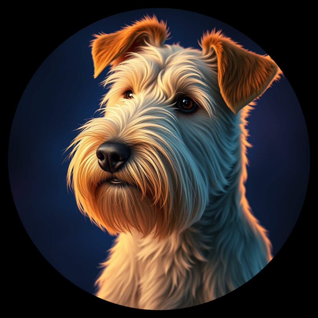 Cosmic medallion portrait of PFZ22B08_PFZ22B08, a Soft Coated Wheaten Terrier