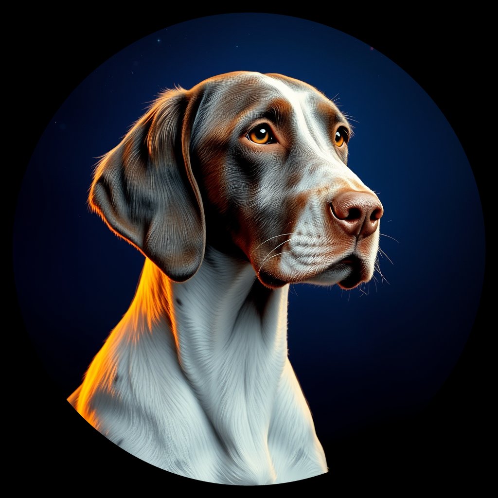 Cosmic medallion portrait of PFZ22B11_PFZ22B11, a English Setter