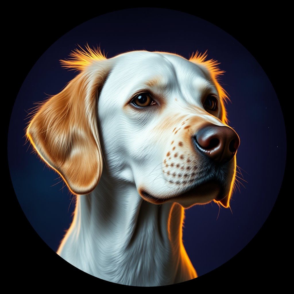 Cosmic medallion portrait of PFZ22B12_PFZ22B12, a English Setter
