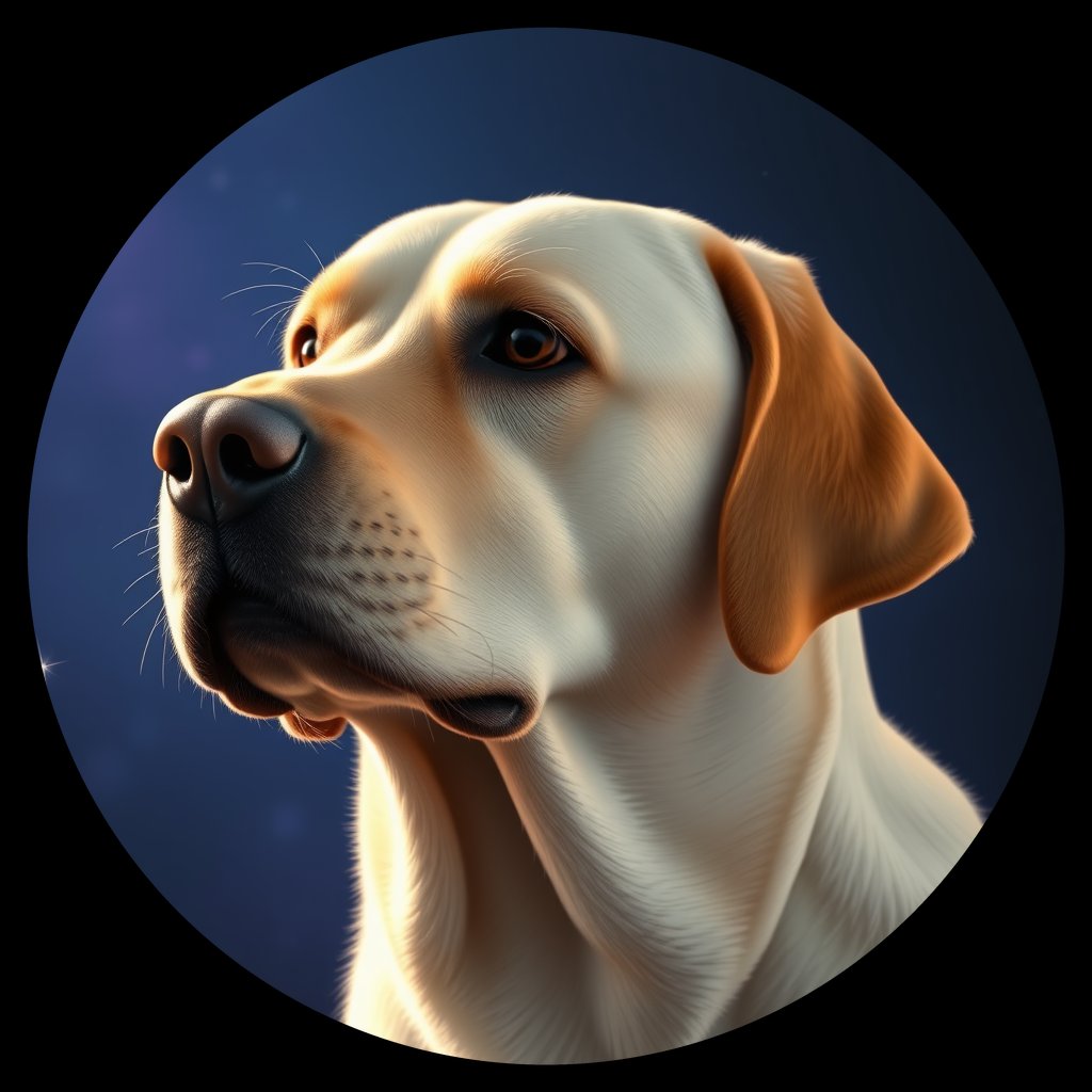 Cosmic medallion portrait of PFZ22C06_PFZ22C06, a Labrador Retriever