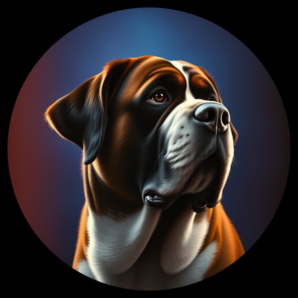 Cosmic medallion portrait of PFZ22C09_PFZ22C09, a Saint Bernard