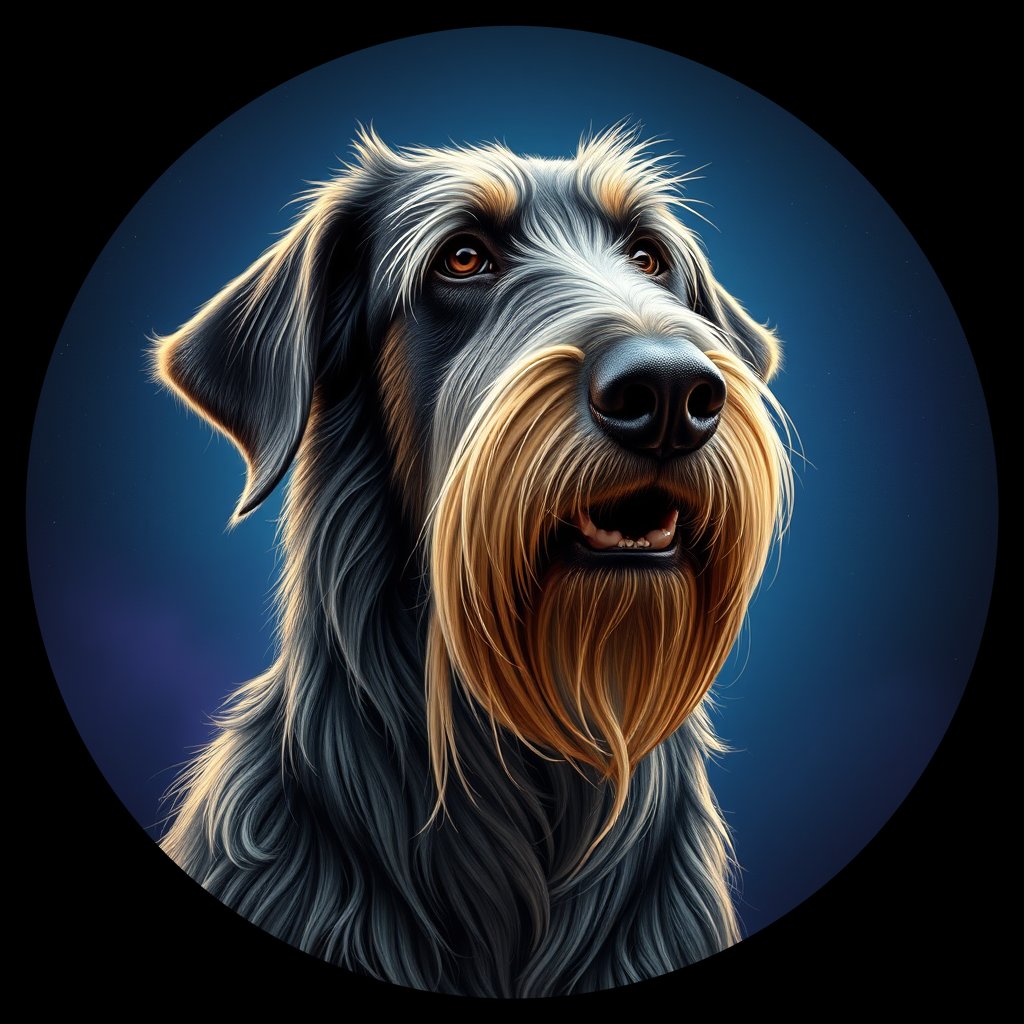 Cosmic medallion portrait of PFZ22D04_PFZ22D04, a Irish Wolfhound