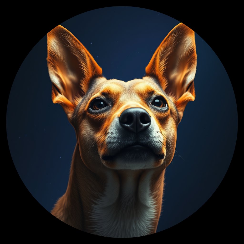 Cosmic medallion portrait of PFZ22D05_PFZ22D05, a Village Dog Panama