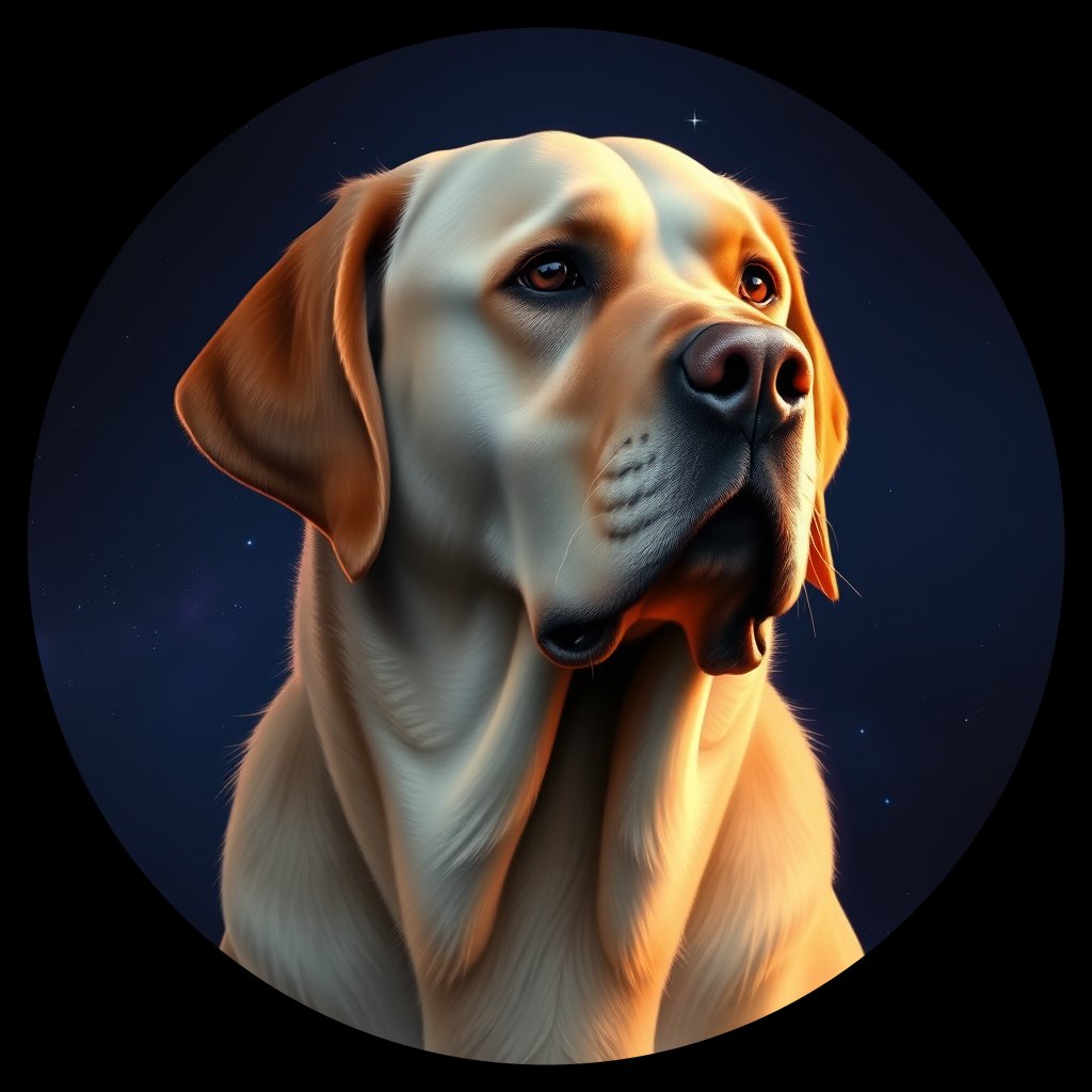 Cosmic medallion portrait of PFZ22D06_PFZ22D06, a Labrador Retriever