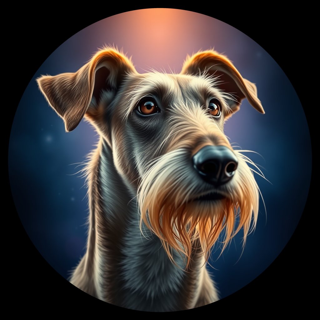 Cosmic medallion portrait of PFZ22E01_PFZ22E01, a Irish Wolfhound
