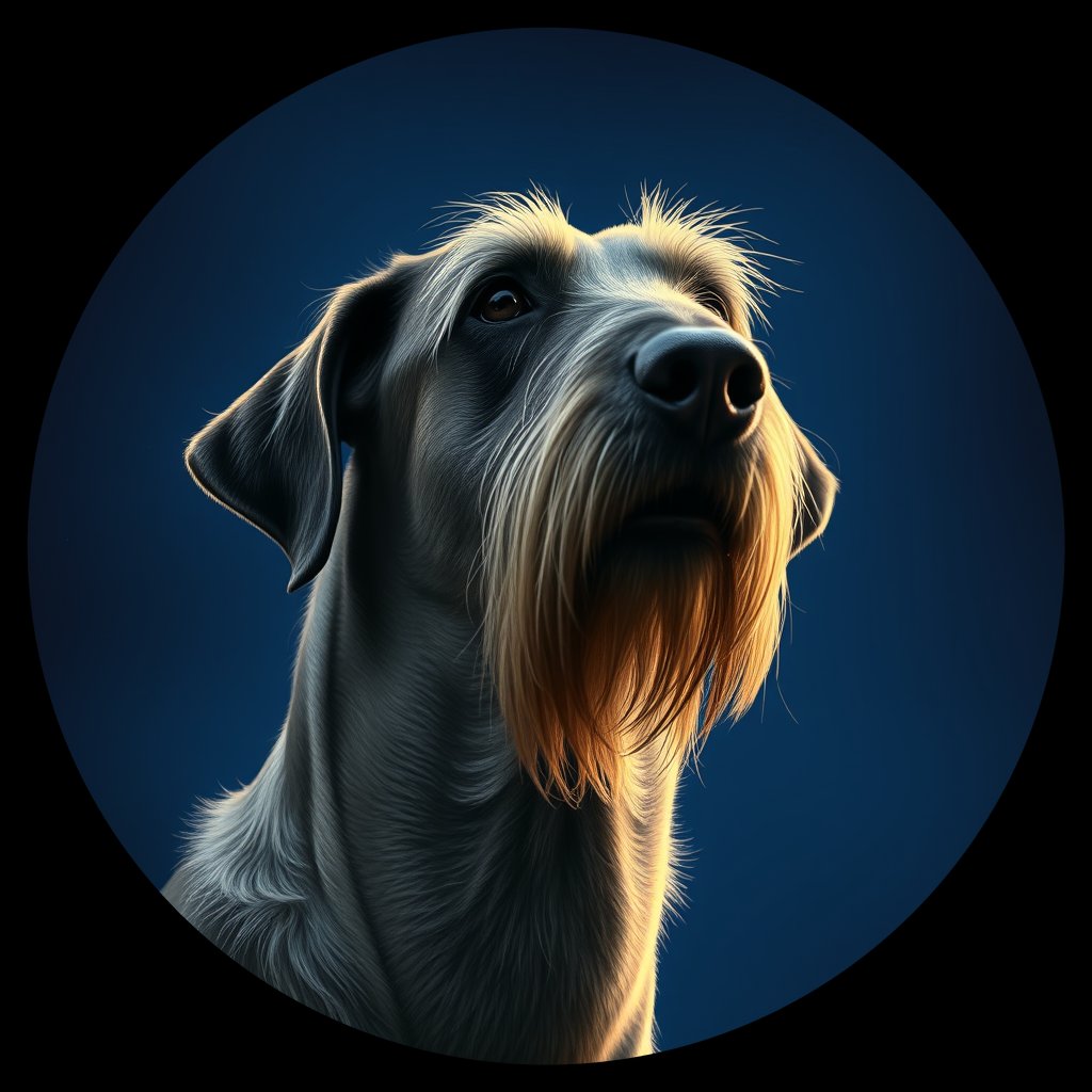 Cosmic medallion portrait of PFZ22E02_PFZ22E02, a Irish Wolfhound