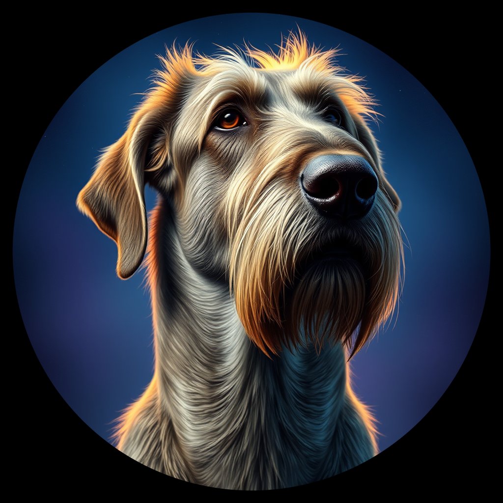 Cosmic medallion portrait of PFZ22E03_PFZ22E03, a Irish Wolfhound