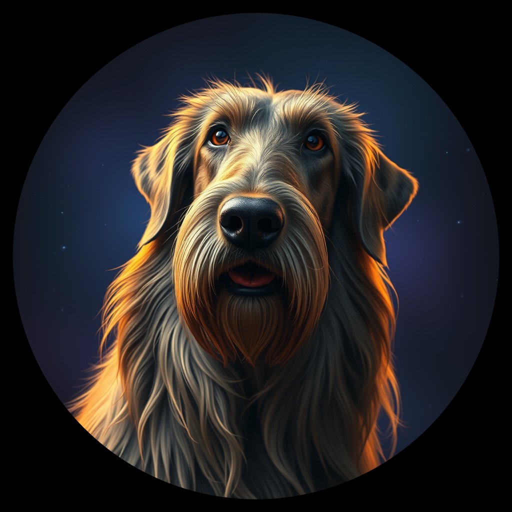 Cosmic medallion portrait of PFZ22E04_PFZ22E04, a Irish Wolfhound