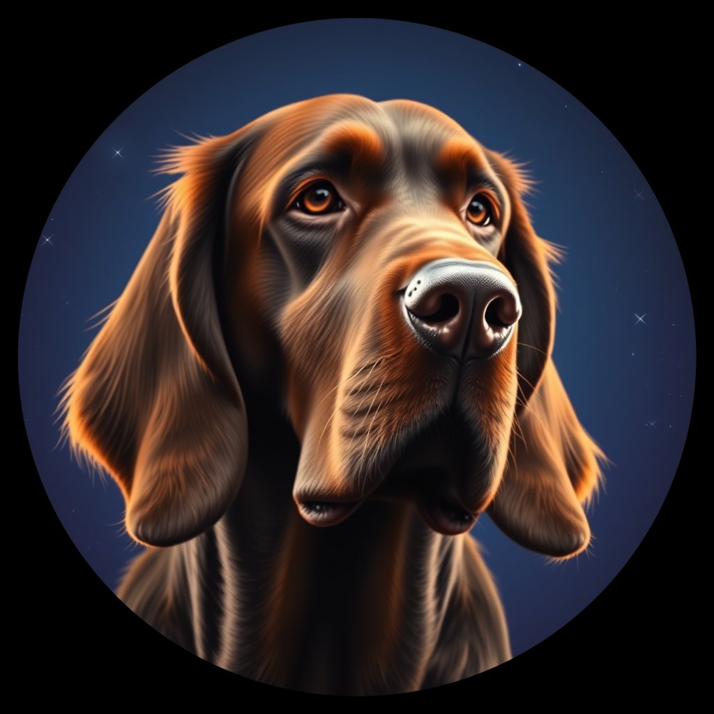 Cosmic medallion portrait of PFZ22E06_PFZ22E06, a Irish Setter