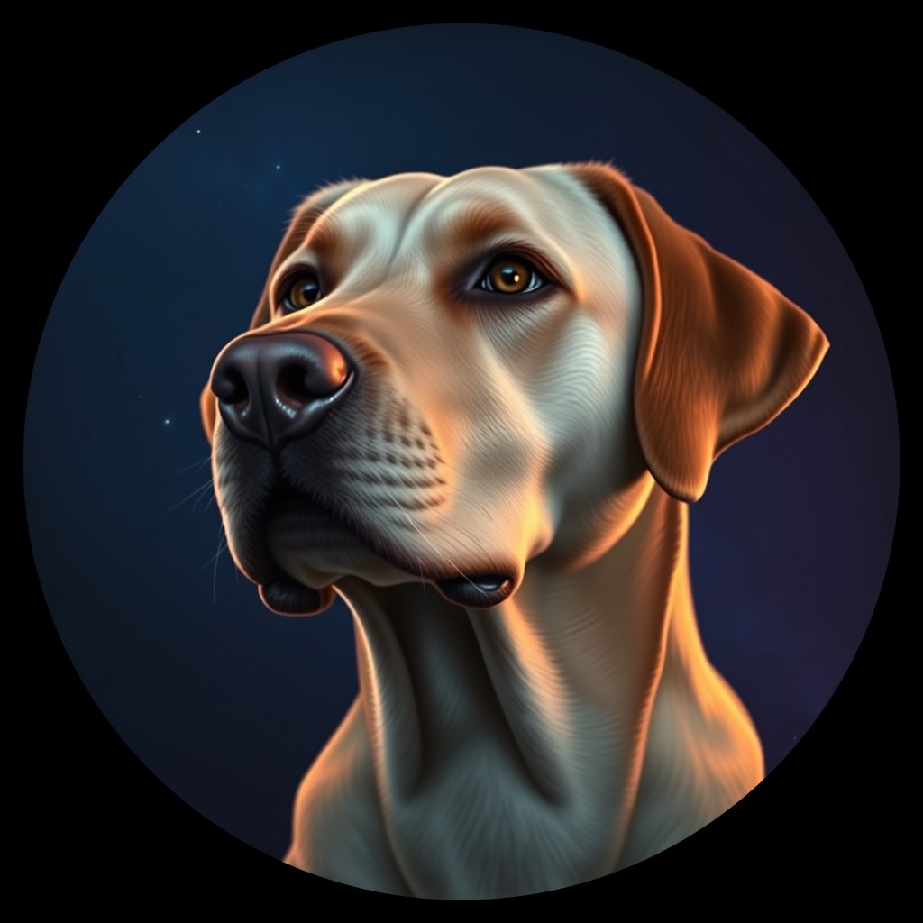 Cosmic medallion portrait of PFZ22E07_PFZ22E07, a Labrador Retriever