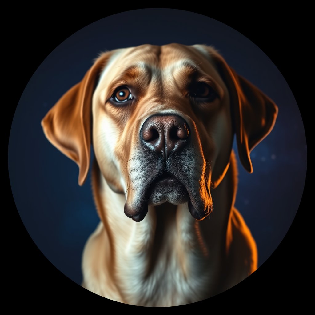 Cosmic medallion portrait of PFZ22E08_PFZ22E08, a Labrador Retriever