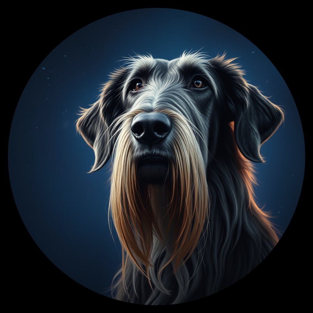 Cosmic medallion portrait of PFZ22F01_PFZ22F01, a Irish Wolfhound