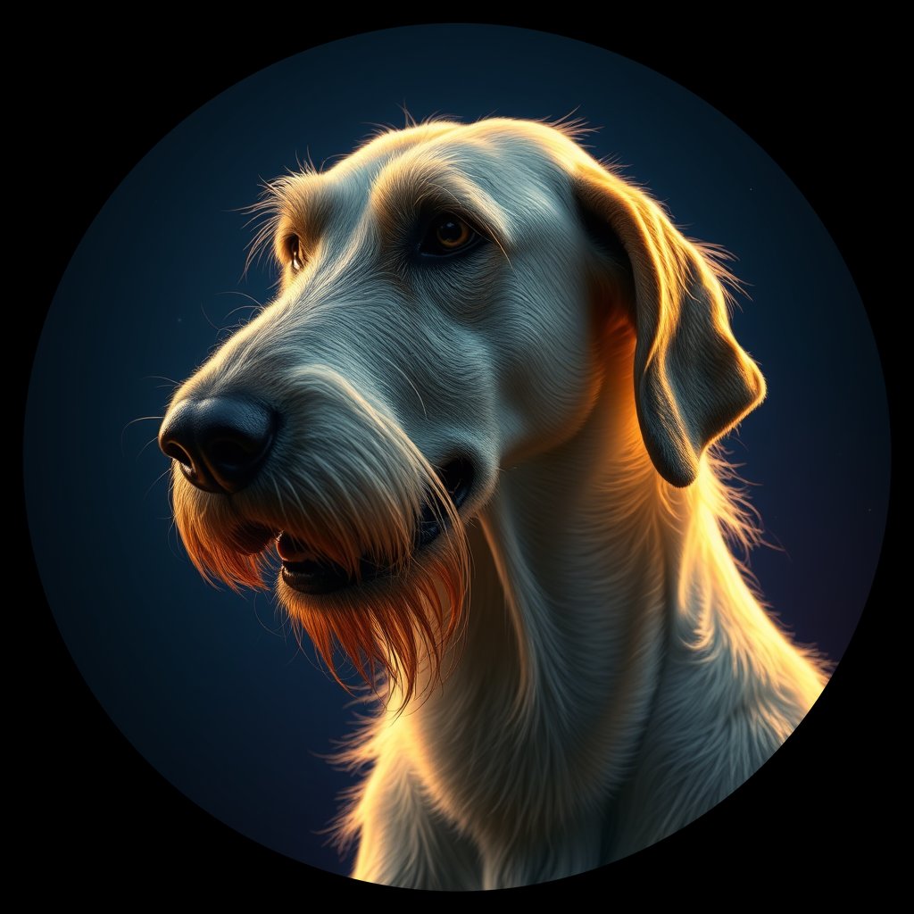 Cosmic medallion portrait of PFZ22F02_PFZ22F02, a Irish Wolfhound