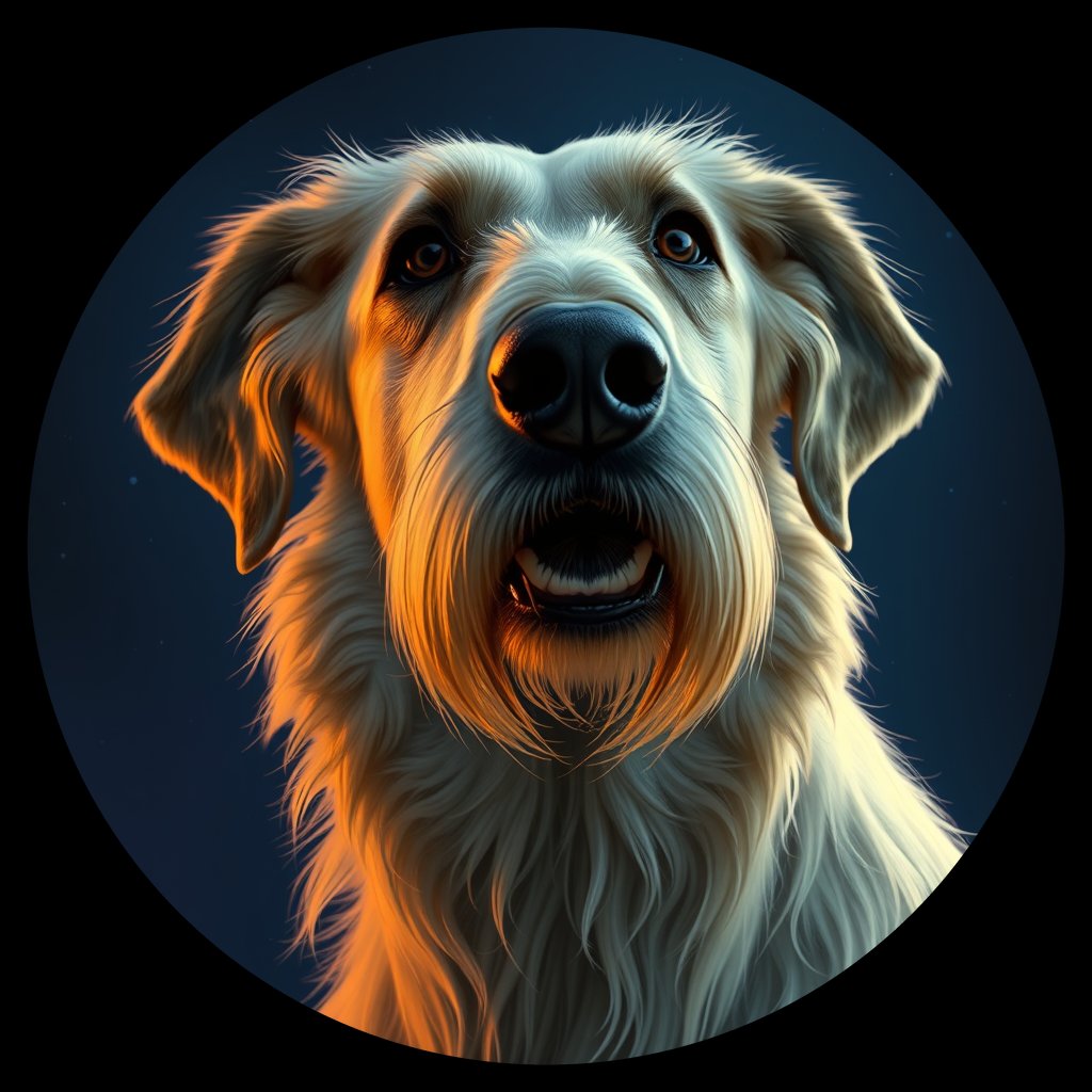 Cosmic medallion portrait of PFZ22F03_PFZ22F03, a Irish Wolfhound