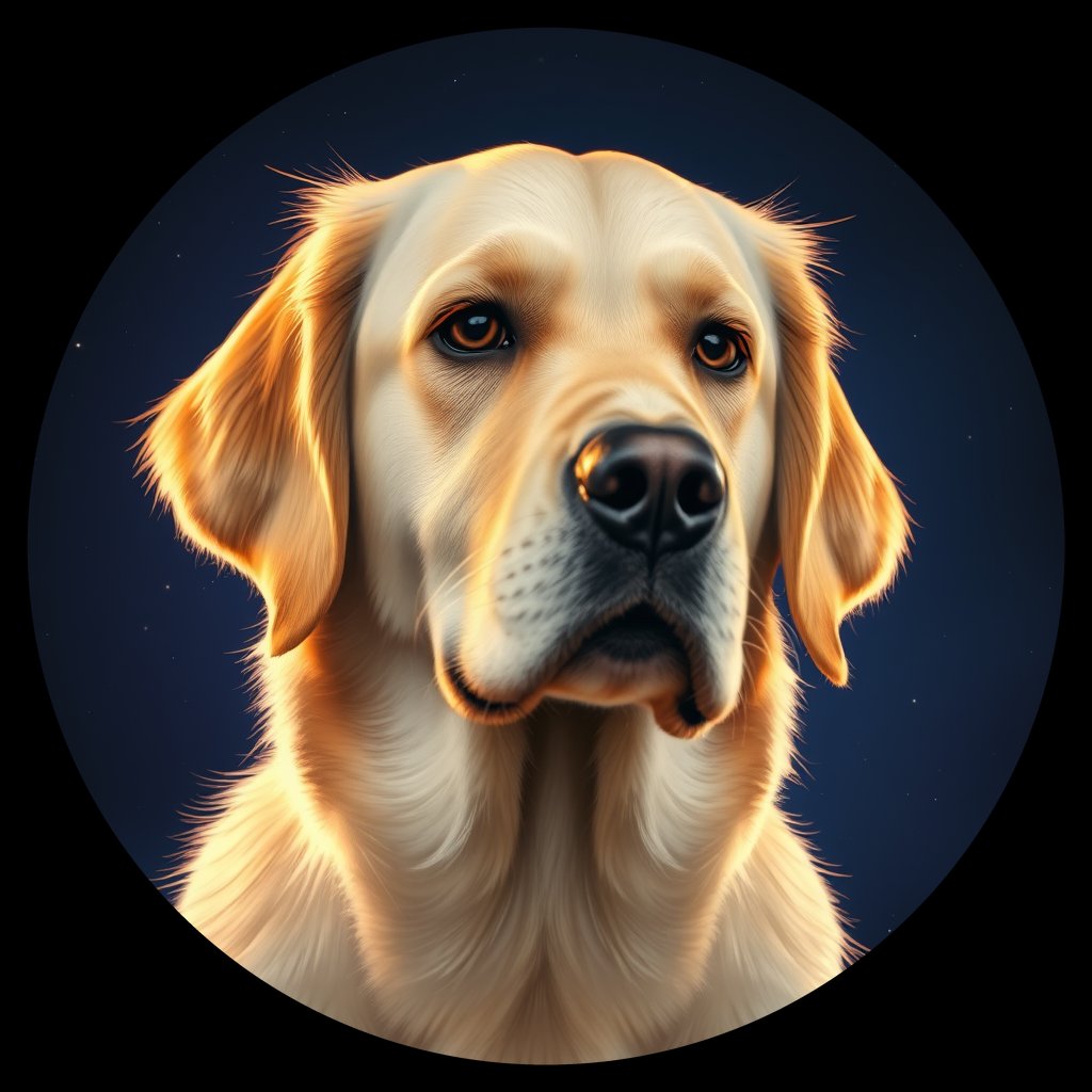 Cosmic medallion portrait of PFZ22F06_PFZ22F06, a Golden Retriever
