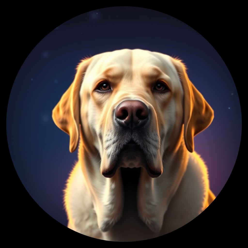 Cosmic medallion portrait of PFZ22F07_PFZ22F07, a Labrador Retriever