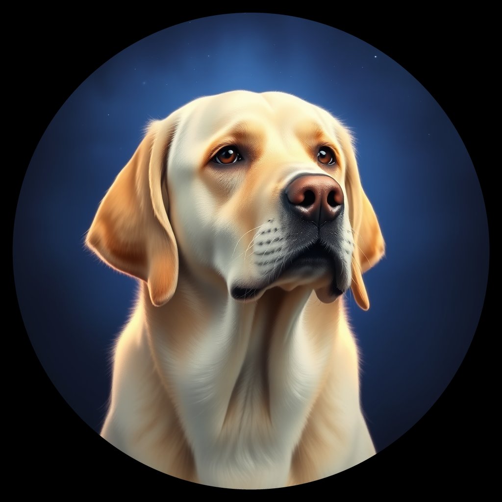 Cosmic medallion portrait of PFZ22F08_PFZ22F08, a Labrador Retriever